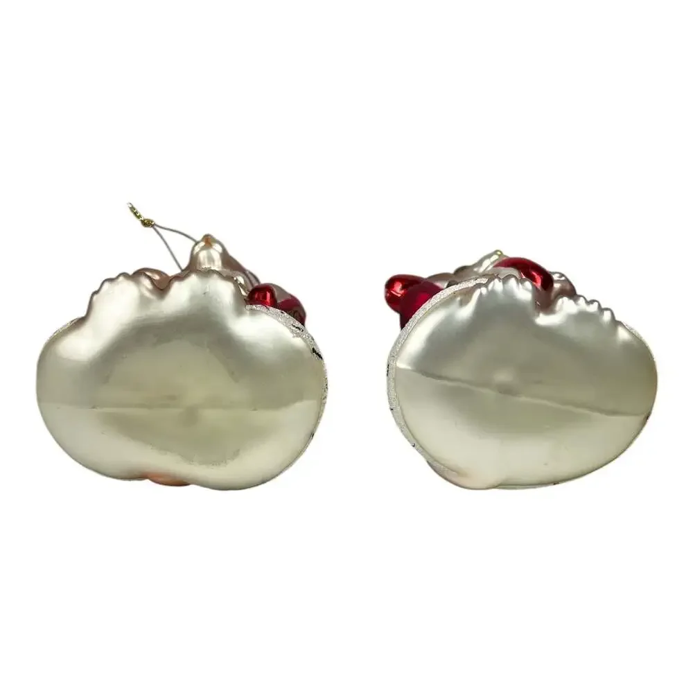 Fitz and Floyd Charming Tails King and Queen of Hearts Mouse Glass Ornaments Set